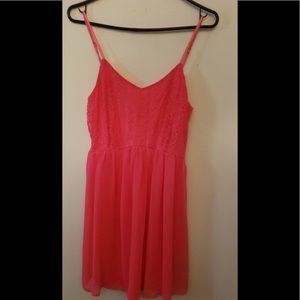 Coral skinny strap mini sundress
